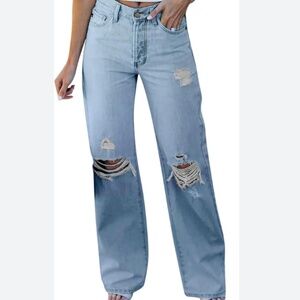 Zara Denim Jeans Distressed Knee and Hem